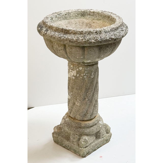 English English Garden Stone Planter or Urn on Pedestal Stand in the Medieval Style For Sale - Image 3 of 11