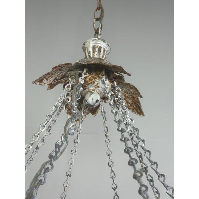 Iron Chandelier With Distressed Whitewash Finish by Miamar Home For Sale - Image 10 of 12