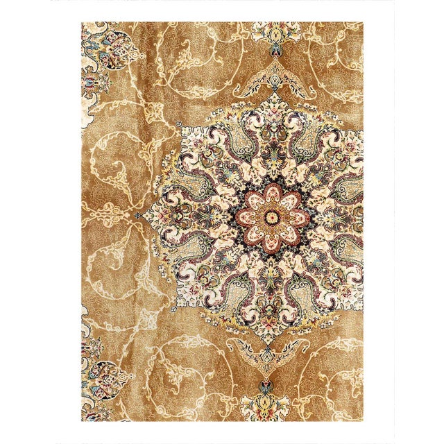 Persian Qum Design Viscose on a cotton foundation with a medallion This rug has a dense, soft pile, and excellent quality,...