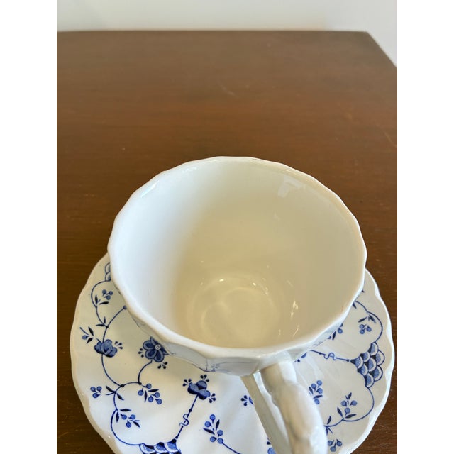 Blue Late 20th Century Myott Finlandia Blue & White Teacup and Saucer For Sale - Image 8 of 10