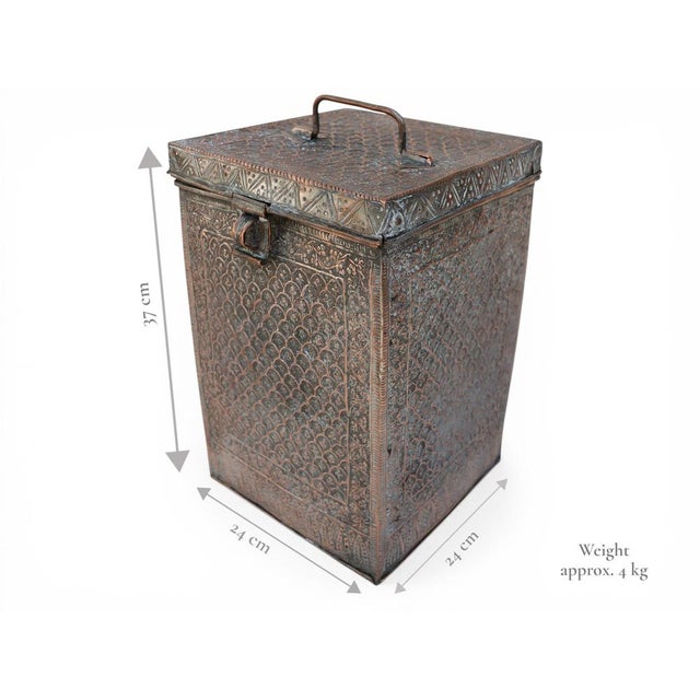Copper Vintage Afghan Islamic Tinned Box in Copper, 1950s For Sale - Image 8 of 18