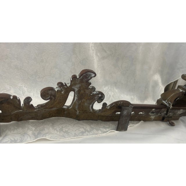 Brass Vintage French Brass Adjustable Fireplace Fender For Sale - Image 8 of 9