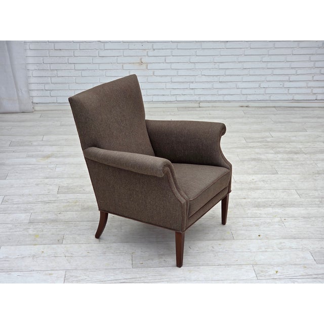 Gray Danish Armchair in Green Velour and Ash, 1960s For Sale - Image 8 of 18
