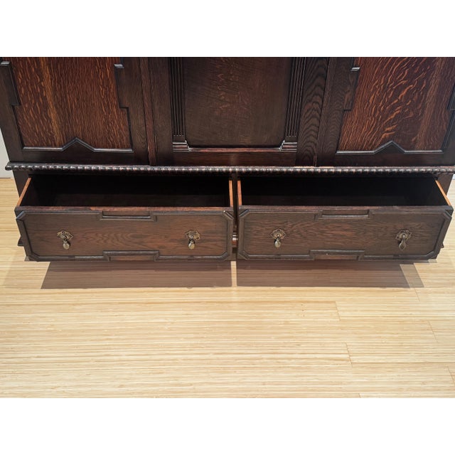 Wood Antique English Oak Wardrobe For Sale - Image 7 of 10
