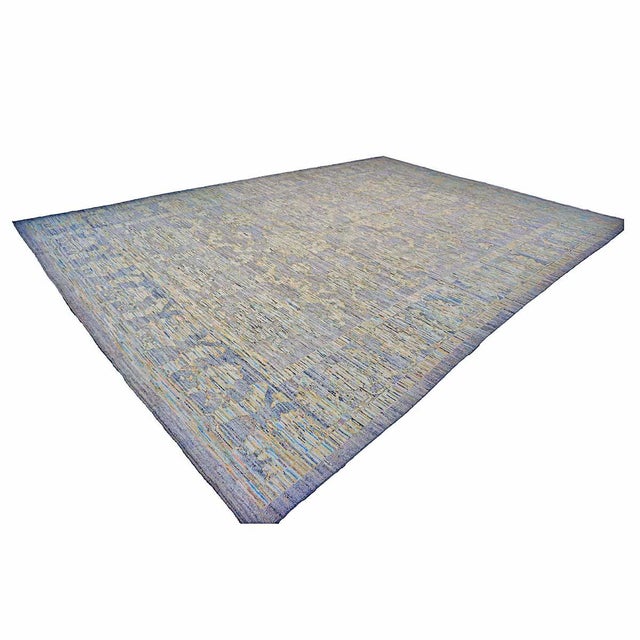 Turkish 21st Century Turkish Oushak Wool 13x19 Slate Blue & Grey Handmade Oversized Area Rug #1144105 For Sale - Image 3 of 11