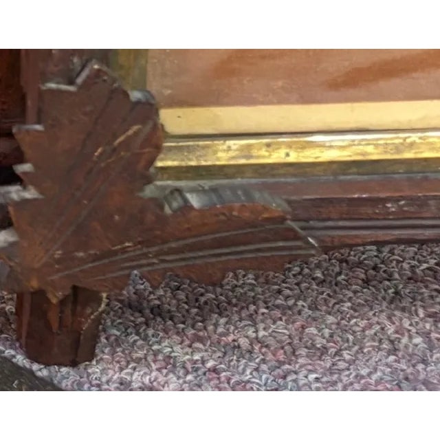 Early 20th Century Antique American Wood Criss Cross Frame With Antique Floral Print, Americana, Folk Art For Sale - Image 5 of 6