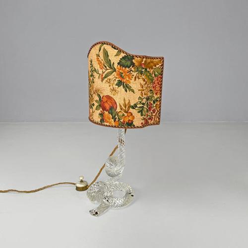 Italian Art Deco Table Lamps in Murano Glass and Floral Fabric attributed to Seguso, 1930s, Set of 2 For Sale - Image 4 of 18