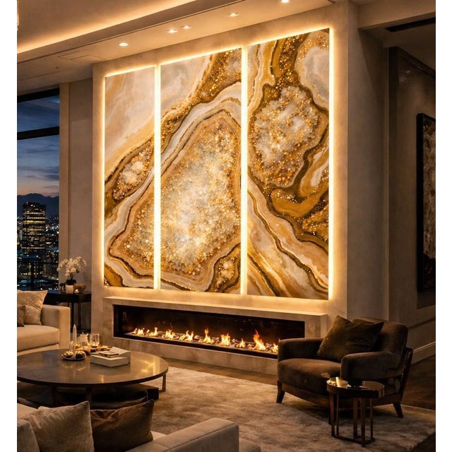 Aurora Geode Triptych Wall Art Panels by Sev Art Gallery, Set of 3 For Sale - Image 4 of 6