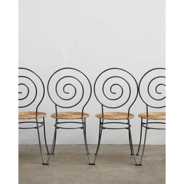 iron frames with perfectly intact wicker seats, mid to late 20th century, made in italy 37” h 16” w 16” d 18 1/4” seat height