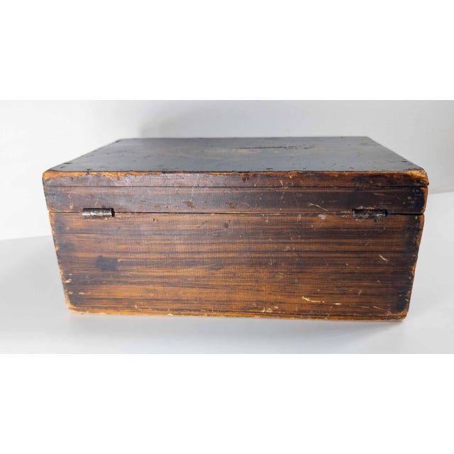 Brown 19th Century American Folk Art Grain Painted Document Box With Decoration For Sale - Image 8 of 18