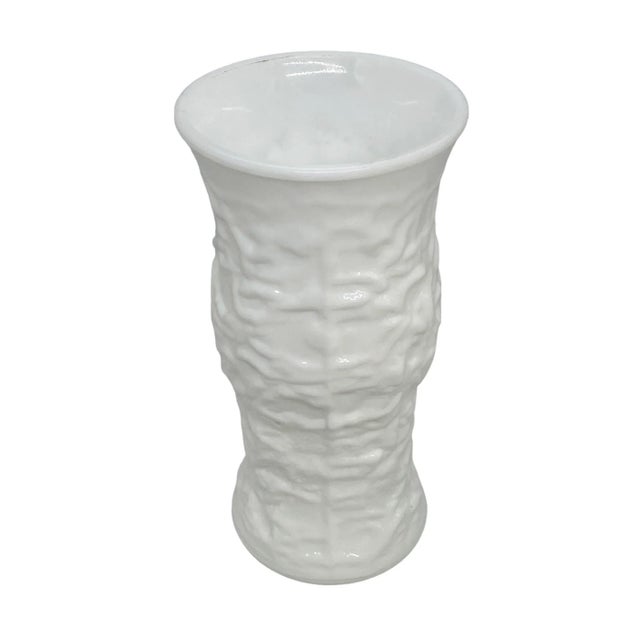 1960’s E. O. Brody Co. Cleveland Ohio Milk Glass Vase With Vine Design For Sale - Image 4 of 13