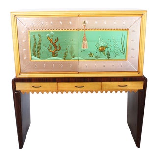 Italian Eglomise Dry Bar, C. 1930 For Sale
