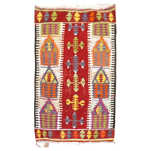 Mid 20th Century Zabihi Collection Turkish Kilim - 2'10" x 4'4" For Sale - Image 15 of 18