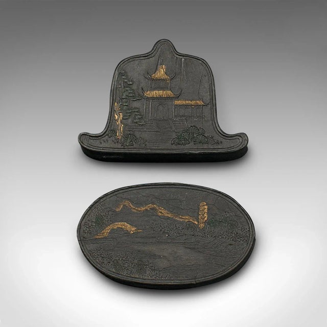 1900's Set of 8 Antique Calligraphic Ink Blocks For Sale - Image 6 of 9