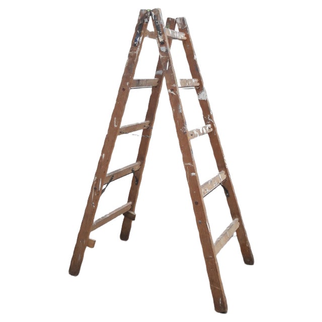Folding Wooden Painters Ladder, 1960s For Sale