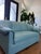 Mid-Century Modern Vintage 1988 Hickory Tavern Furniture Co for Lane Powder Blue Leather Sofa | Soft Curve Postmodern Lounge Couch For Sale - Image 3 of 13