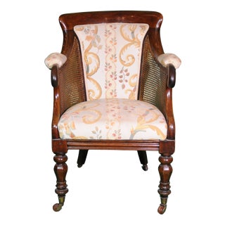 English Regency Style Armchair with Upholstered Back and Cane Sides, 1820-1835 For Sale
