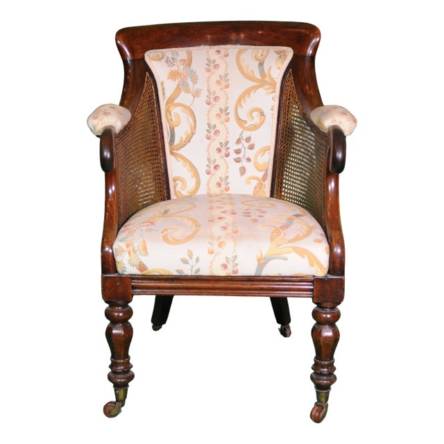 English Regency Style Armchair with Upholstered Back and Cane Sides, 1820-1835 For Sale