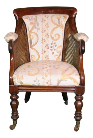 English Regency Style Armchair with Upholstered Back and Cane Sides, 1820-1835