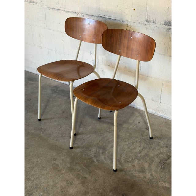 Wood Plywood Stacking Chairs Set of 2 Mid-Century Modern 1970s For Sale - Image 7 of 11