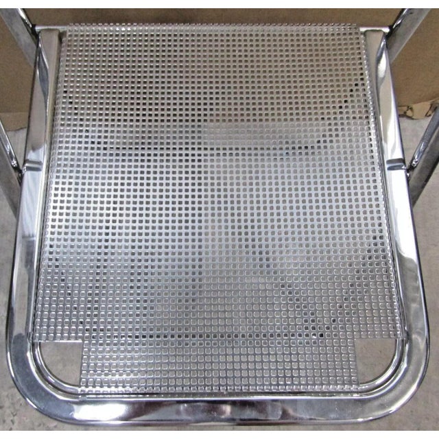 Matching Pair of Perforated Chrome Tamara Folding Chairs From Arrben, Italy 1970s For Sale - Image 10 of 12