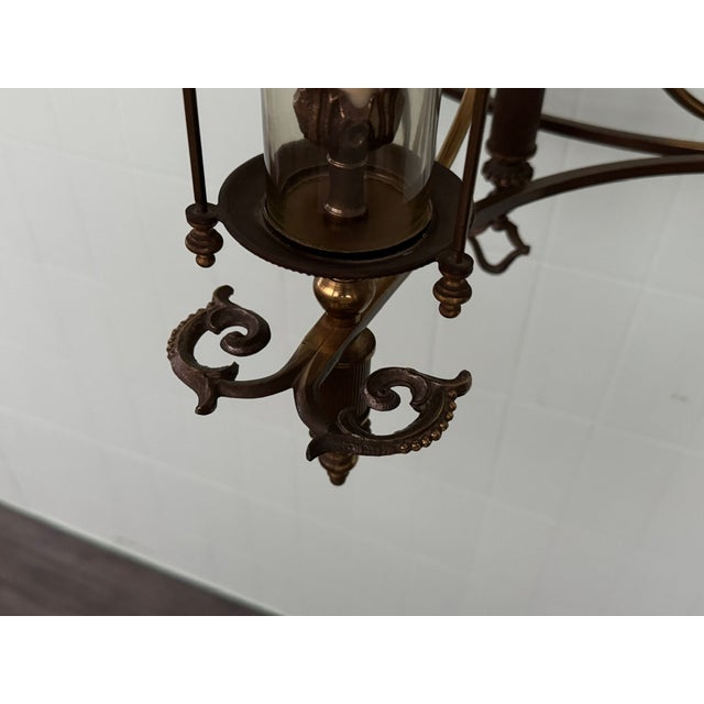 Metal Neoclassical Empire Brass and Glass Chandelier, 1950s For Sale - Image 7 of 18