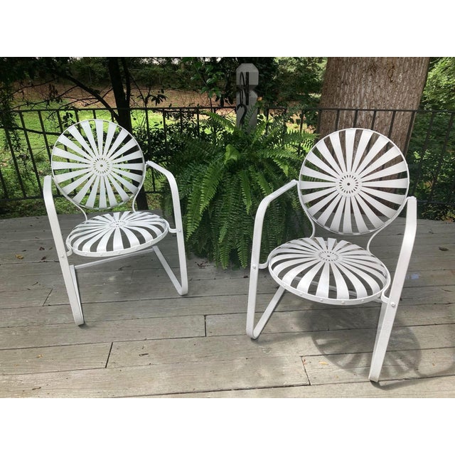 Art Deco Mid 20th Century Francois Carre Porch Rockers in White - A Pair, Attributed For Sale - Image 3 of 6