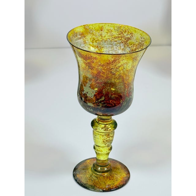1980s Art Glass Goblets - Set of 5 For Sale - Image 4 of 8