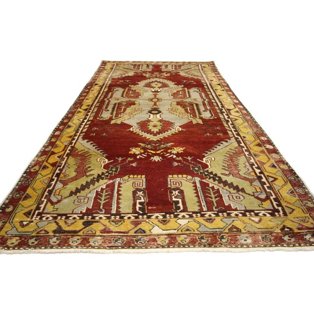 Mid-Century Modern Vintage Turkish Oushak Gallery Rug, Wide Hallway Runner - 04'07 X 10'04 For Sale - Image 3 of 7