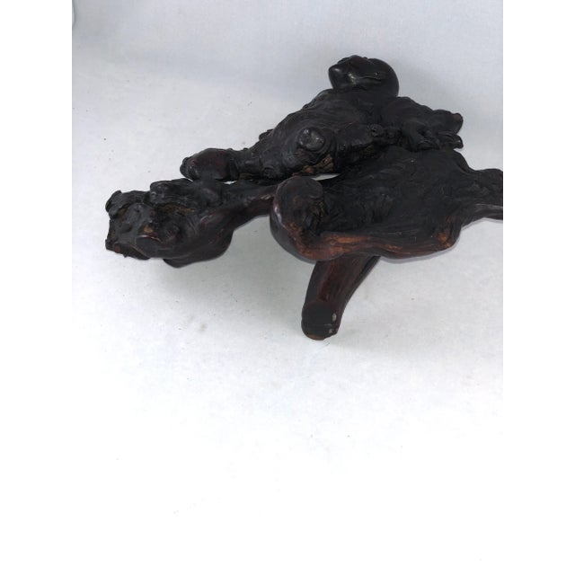 Mid 19th Century Antique Wood Root Caved Buddha For Sale - Image 6 of 13