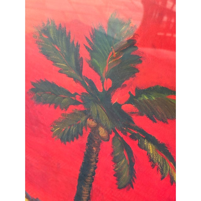 Vintage Pair of Large Tropical Palm Tree Prints in Faux Bamboo Gold Frames For Sale - Image 4 of 16