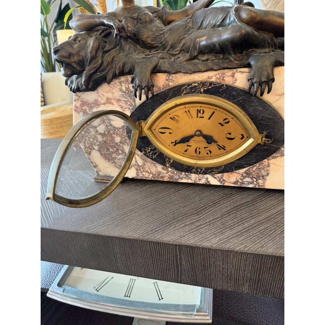 Vintage Marble & Bronze Art Deco Stye Clock For Sale - Image 9 of 10
