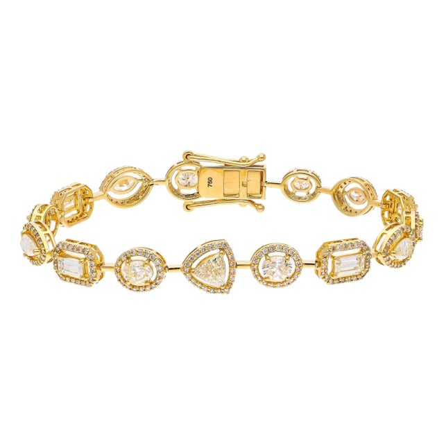 Natural Diamond Bracelet with 6.13cts Diamond in 18k Gold For Sale