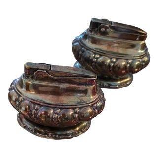 Mid 20th Century Ronson "Crown" Silver-Plated Table Lighters - A Pair For Sale