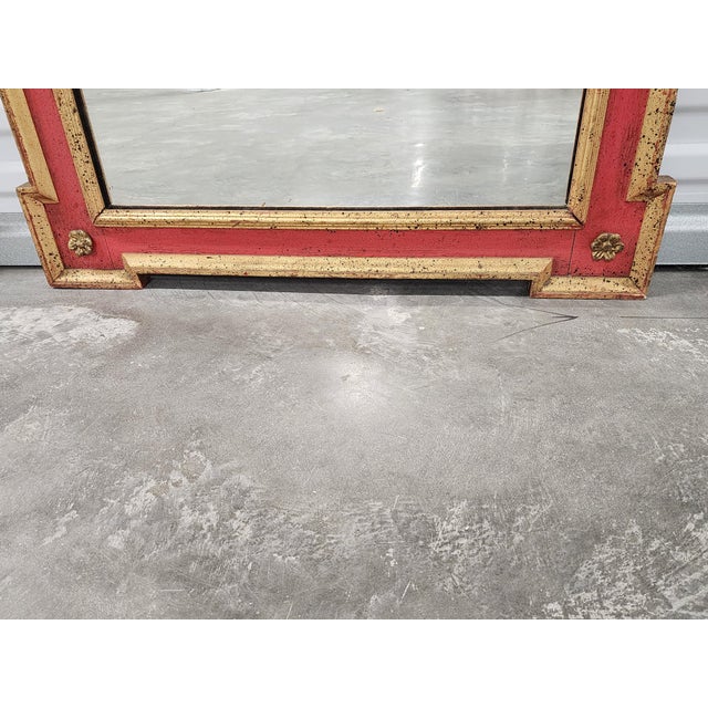 1950s Vintage Louis XVI Style Giltwood With Rasberry Red Painted Frame For Sale - Image 5 of 12