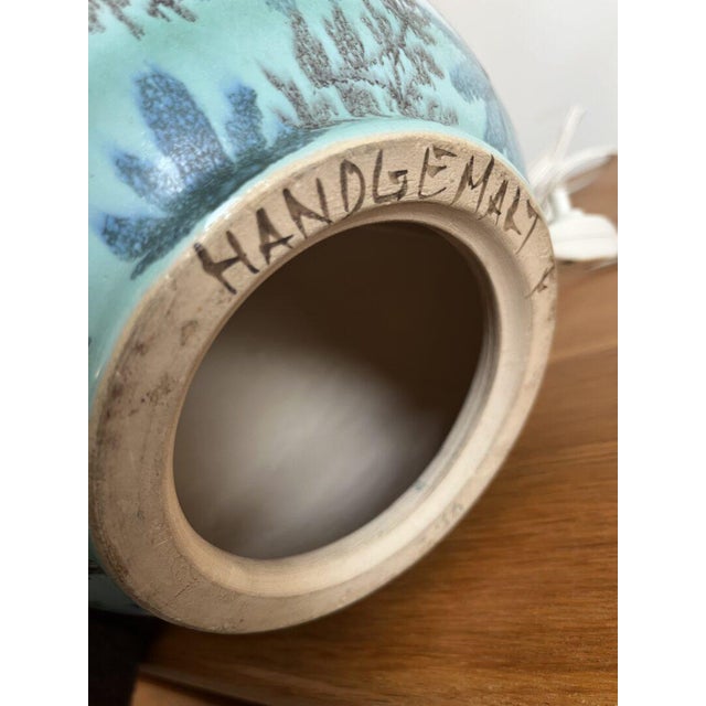 Blue Ceramic Floral Table Lamp For Sale - Image 8 of 12