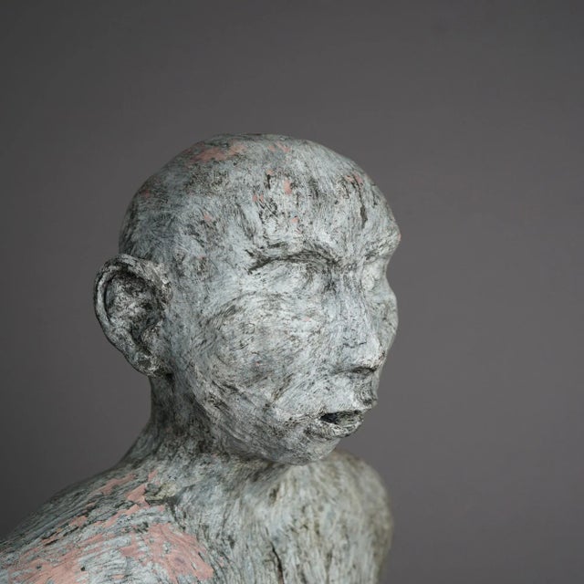 Mid Century Modern Terra Cotta Torso Sculpture of a Man by York Lewis Circa 1980 For Sale - Image 10 of 11