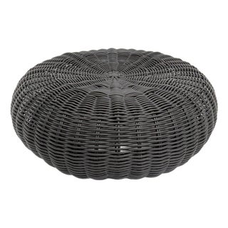 Vintage Round Black Woven Plastic Ottoman from Ikea, 1980s For Sale