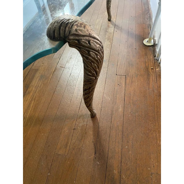 1960s Hollywood Regency Glass & Gilt Wood Cabriole Leg Coffee Table For Sale In Philadelphia - Image 6 of 8