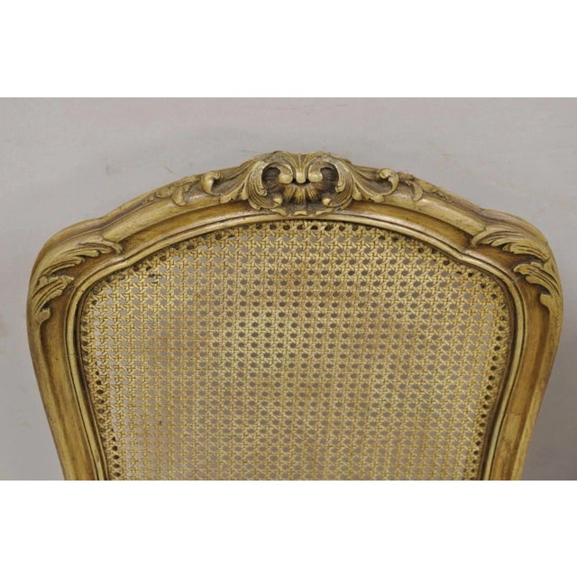 Brown Antique French Provincial Louis XV Style Carved Walnut Cane Side Chair - A Pair For Sale - Image 8 of 11