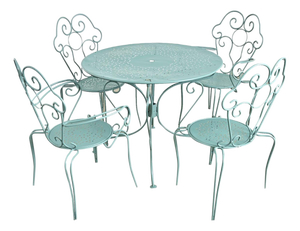French Vintage Garden Table Set of Four Chairs and Table