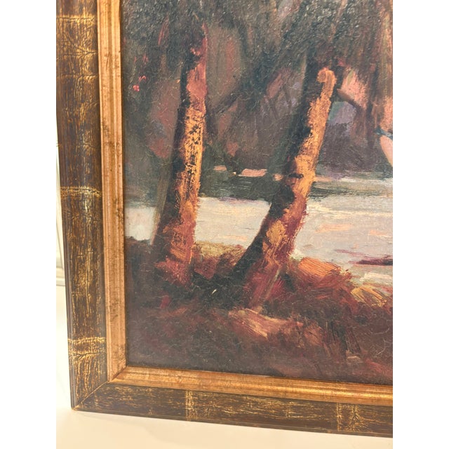 Vintage Coastal Sailboat Wall Art Giclee on Board in Gilt Faux Bamboo Frame For Sale - Image 9 of 13