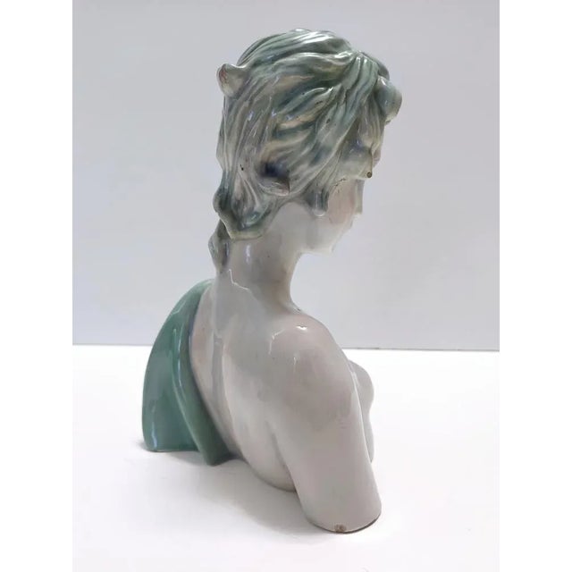 Painted and Polished Ceramic Female Bust by Clelia Bertetti, Italy, 1930s For Sale - Image 12 of 18