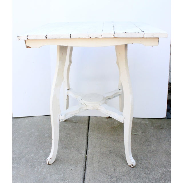Farmhouse Antique French Farmhouse Stretcher Table/Distressed White For Sale - Image 3 of 5