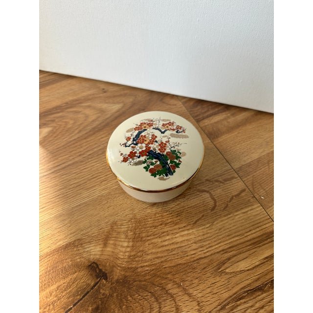 1970s Small White Asian Ceramic Box With Cherry Blossom Details For Sale In Atlanta - Image 6 of 6