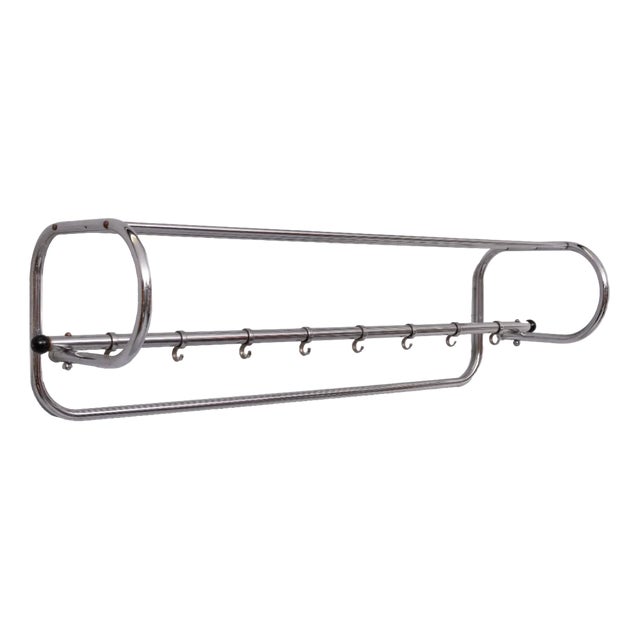 Art Deco Chrome Wall Coat Rack, Holland, 1930s For Sale