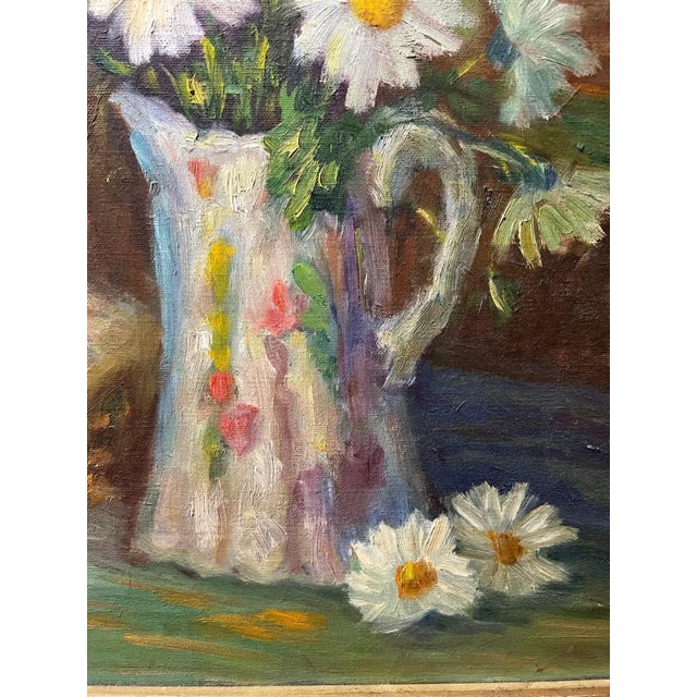 White Impasto Impressionistic Painting of Daisies in the Style of Van Gogh For Sale - Image 8 of 13