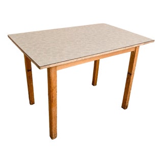 Mid-Century Blue Floral Formica Kitchen Dining Table For Sale