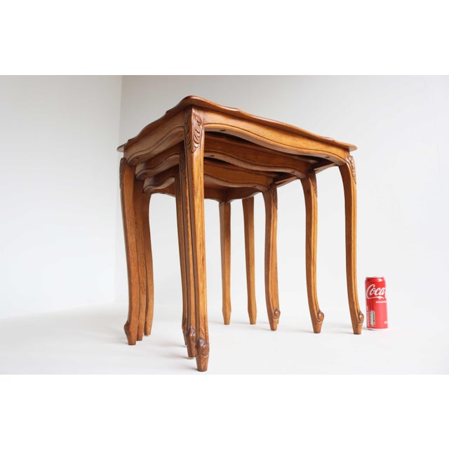 Vintage Louis XV Style Oak Nesting Tables, 1960s, Set of 3 For Sale - Image 14 of 15