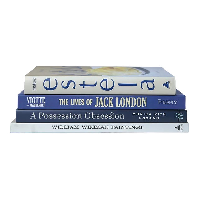 Decorative Books - Coastal Shores Coffee Table Stack - 4 Blue Books For Sale